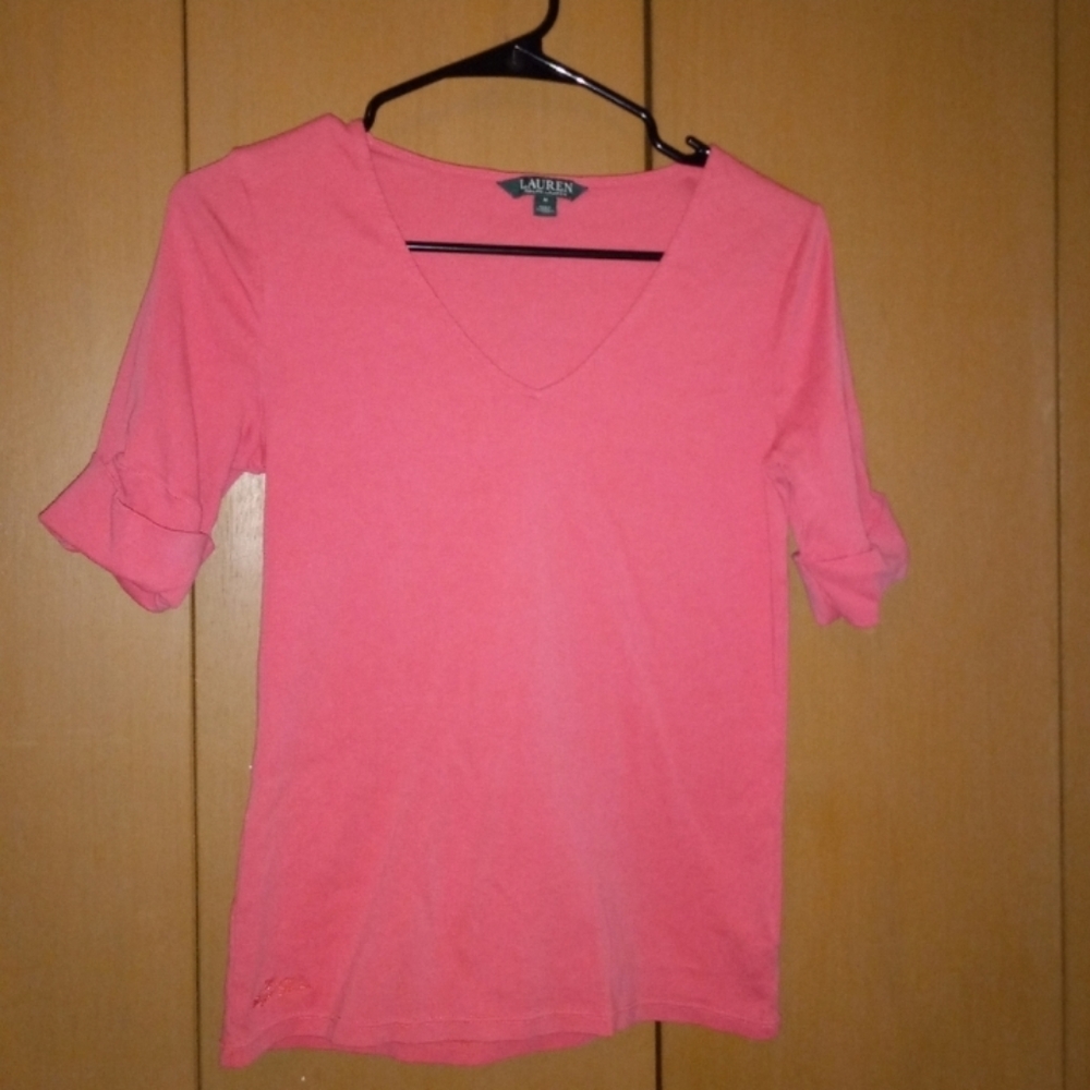 LAUREN RALPH LAUREN V-NECK. WOMENS SIZE M. CORAL REEF COLOR. - Picture 11 of 12